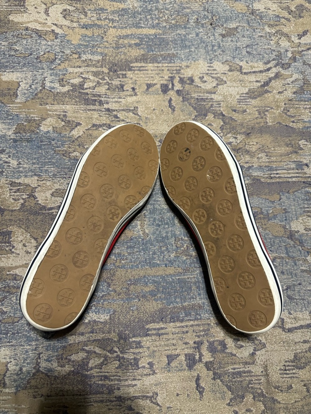 Tory Burch Red Canvas Logo Slip-On Loafers - Picture 6 of 6